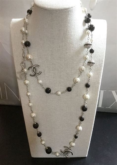 chanel white and black bead necklace falso|authentic Chanel jewelry.